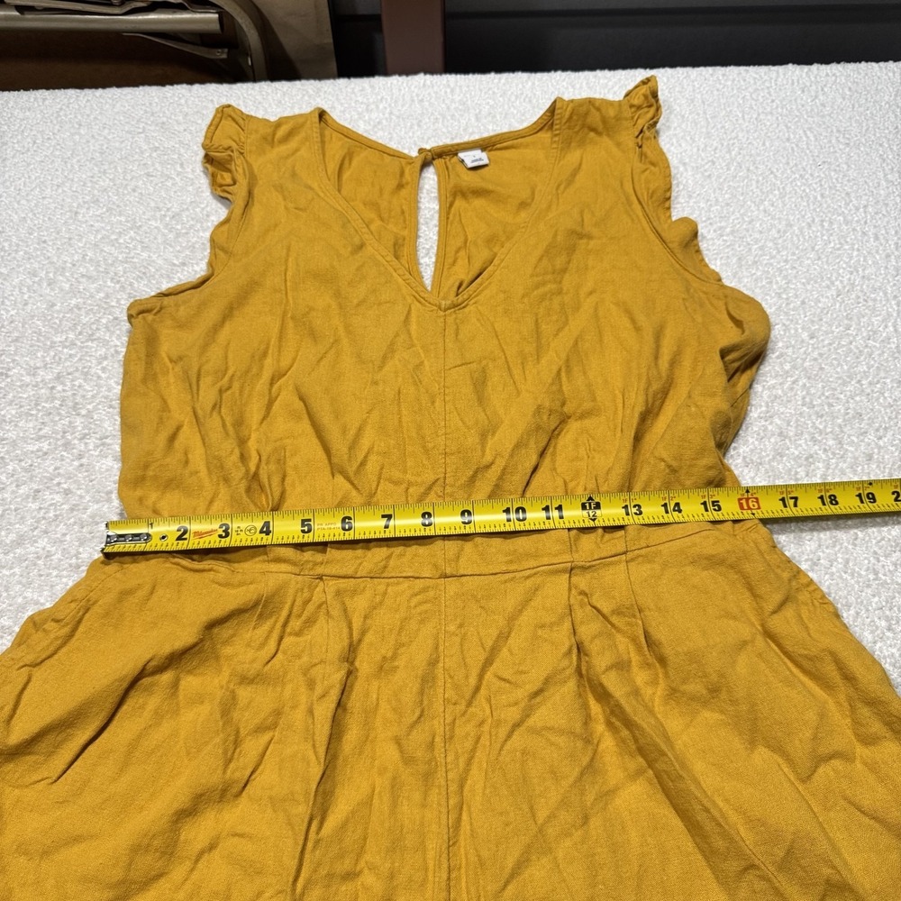 Old Navy Romper Womens Large Yellow Linen Blend Sleeveless Keyhole Pocket Summer - Picture 5 of 12